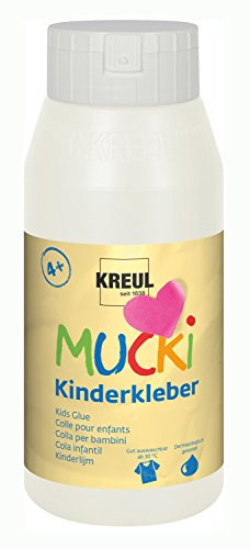 KREUL 24383 - Mucki Kinderkleber, 750 ml Flasche, wasserlöslich, lösemittelfrei, PVC-frei, geruchlos, universell einsetzbar, parabenfrei, glutenfrei, laktosefrei, vegan, auswaschbar, glasklar