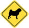 Samunshi® Mops Warnschild Warndreieck Aufkleber Achtung Vorsicht Hund - 8x8cm mehrfarbig