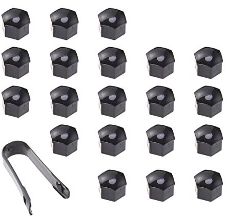 VORCOOL 21 in 1 Sechskant Radmutter Abdeckungen Schrauben Abdeckungen Schraube Schützen Kappen 21mm mit Clips (Schwarz)