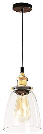 Vintage Transparentes Glas Glocke Schatten Industrial Edison hängen Anhänger Deckenleuchte Loft Bar Küche Kronleuchter E27