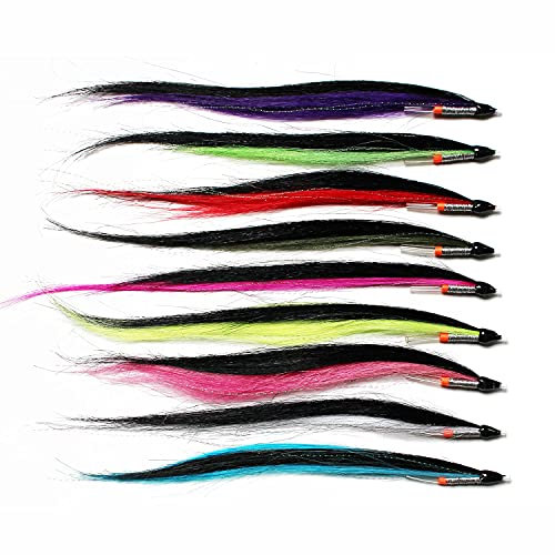 Tigofly Angelköder-Set, 9 Farben, 16–20 cm, für Lachs, Forellen, Stahlkopf, Fliegenfischen, Fliegen, Set, 9 Stück