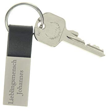 elasto Personalisierter Schlüsselanhänger Echt-Leder mit persönlicher Gravur beidseitig in Geschenkverpackung – Tolles Geschenk für Frauen und Männer (schwarz)