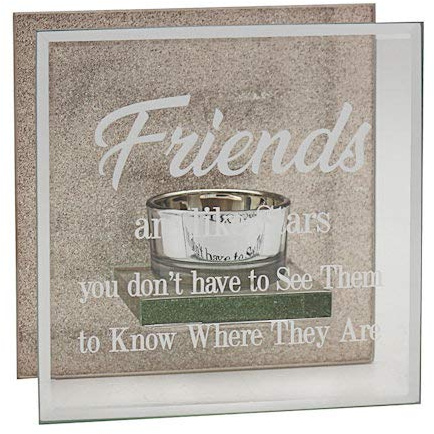 Glass & Rose Gold Glitter Tealight Holder - Friends