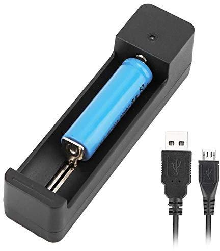 VBESTLIFE Battery Charger, Black PC Universal Single Slot USB Battery Charger Adapter LED Intelligent Charging for Li-ion Cell 18650 26650 14500 etc