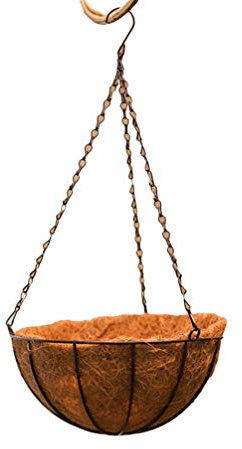 DOITOOL Metall-Hängepflanzkorb mit Kokosfaser-Auskleidung, runder Draht, Pflanzenhalter, Veranda-Dekoration, Blumentöpfe, Aufhänger, Garten, Hängekörbe für Pflanzen, 25 cm