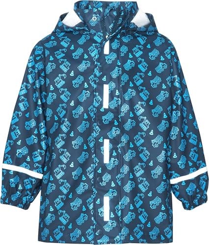Playshoes Regenjacke Unisex Kinder Wind- und wasserdicht Regenmantel Regenbekleidung, Baustelle allover, 128