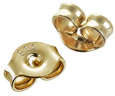 NKlaus 925 Sterling Silber Gelb Gold vergoldet Breite: 4,8mm Gegenstecker Ohrstecker Ohrstopper Pousetten Butterfly Verschluss Loch: 1,1mm 8084