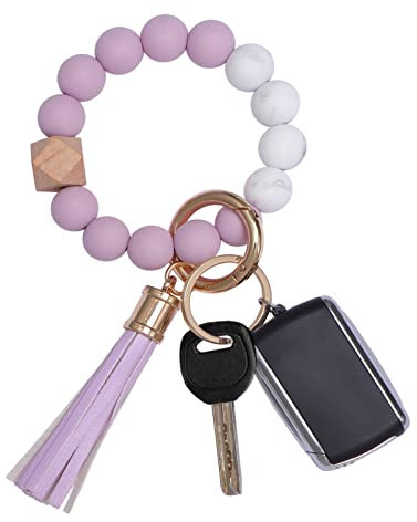 AOKSUNOVA Schlüsselanhänger Auto Frauen Schlüsselanhänger Armband Autoschlüsselanhänger mit Perlen Quaste Geschenke für Frauen (YS-007)