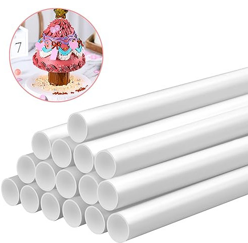 16 Pièces Goujons à Gâteau 24cm de 1,2 cm de diamètre chevilles à gâteau blanches en plastique pour support à gâteau rond Pailles pour construction de gâteaux à étages et support empilable