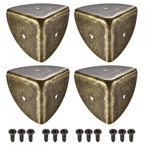 sourcing map 40 x 40 x 40 mm Coin de Protection Boîte Caisse Bois Angle Protecteur Meuble Métal Vintage Bronzé 8Pcs
