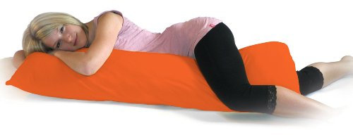 Dukal | Bezug für Seitenschläferkissen | 35x160-40x160 cm | aus hochwertigem DOPPEL-Jersey | 100% Baumwolle | Farbe: orange