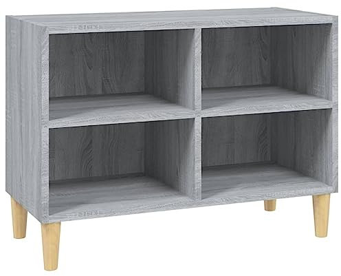 vidaXL TV Schrank mit Massivholz-Beinen Lowboard TV Möbel Tisch Board Sideboard Fernsehtisch Fernsehschrank HiFi-Schrank Grau Sonoma 69,5x30x50cm
