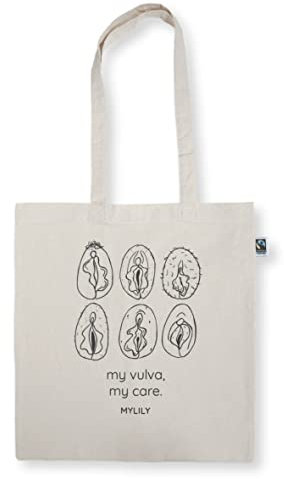 MYLILY® Vulva Jute Beutel | Einkaufstaschen Stoffbeutel bedruckt | Jutebeutel aesthetic | Tote Bag Canvas | Vulva femme | Beuteltasche Damen groß