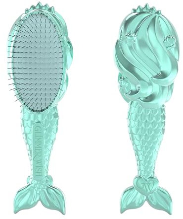 Glimmer Wish Mermaid Entwirrende Haarbürste für Kinder – Anti-Frizz und antistatisch – weiche und lange Borsten zum Entwirren mit Leichtigkeit – sanft zum Haar, Kinderhaarbürste
