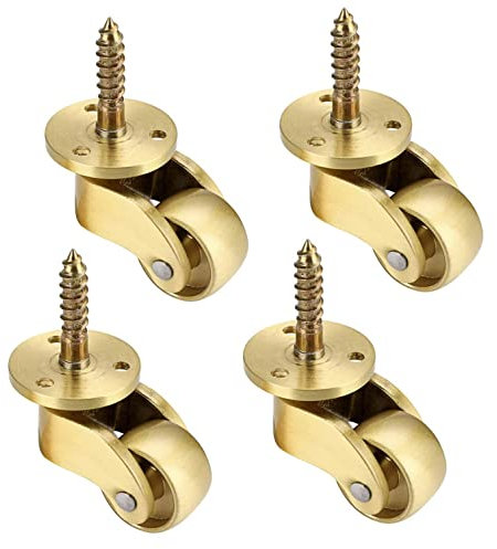 BOCbco 4 Messingrollen, Antike Möbelrollen, Transportrollen, Lenkrollen Aus Massivem Messing, Lenkrollen, Für Klavierfüße, Sofas, Vintage-Möbel, Mit Schrauben/C