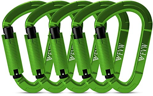 Karabiner Klettern Kletterausrüstung,5 Stück UIAA-Zertifiziert 25KN Auto Locking Kletterkarabiner Clips für Hängematten, Schaukel, Locking Hundeleine und Geschirr, Camping, Wandern & Utility (Grün)