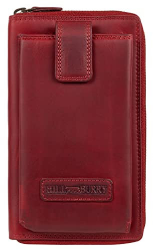 Hill Burry Leder Handy Portemonnaie I Geldbörse | Umhängetasche | Handy-Wallet aus hochwertigem naturgegerbtem Leder | RFID Schutz