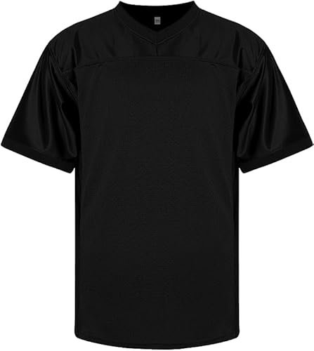 RE-HUO Blank Football Jersey Mesh Praxis Athletic T-Shirt Plain Hip Hop Sport Jersey, Schwarz, XL