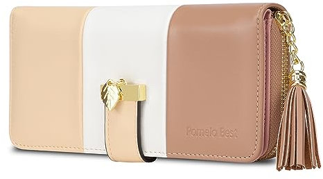 Pomelo Best Damen Geldbörse Mehrfarbig gestreift Portmonee aus Kunstleder, RFID groß Portemonnaie mit 12 Kartenfächer und Münzfach
