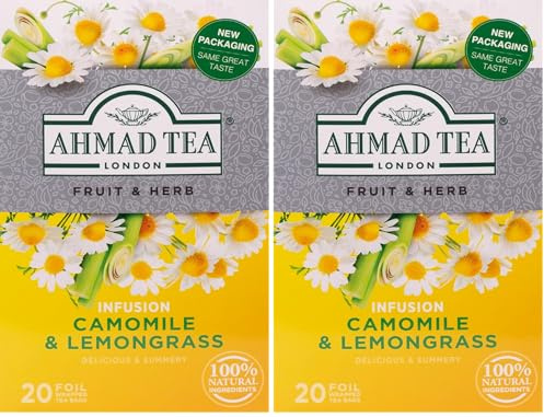 Ahmad Tea Camomile & Lemongrass Fruit & Herbal Infusion Infusion Tea - 20 Teabag Sachets (Pack of 2)