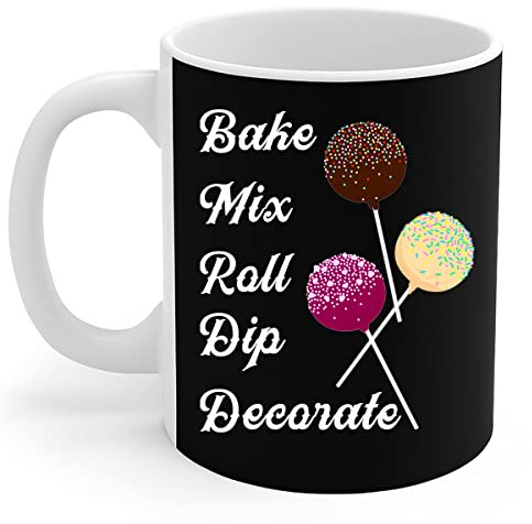 908 Coffee Mug Tea Cup Ceramic Travel Mug Novelty Christmas Gifts 330ml Baker Pastry - Funny Bake Mix Roll Dip Decorate Cake Pop Candy Maker