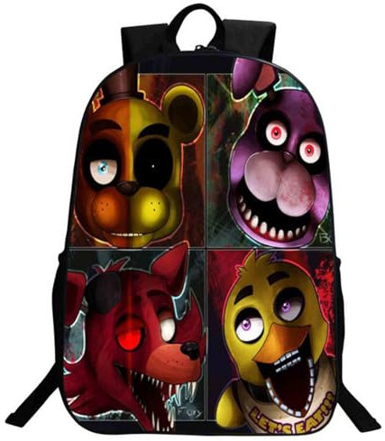 SPSMOKH FNAF Rucksack FNAF Schultertasche FNAF Computertasche Freddy Chica Foxy Bonnie Schulrucksack High Volume Cartoon Rucksack, 3, 40x30x23cm