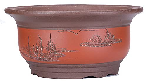 Lila Sand Blumentopf Home Desktop Boden Dekoration Blumentopf Lila Sand Bonsai handgemachte Sukkulenten Steinzeug Bonsai Topf mit Loch eingetopft