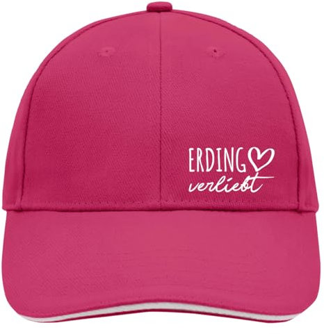 Huuraa Cappy Mütze Erding verliebt Unisex Kappe Größe Pink/White mit Namen deiner Lieblingsstadt in Bayern Geschenk Idee für Freunde und Familie