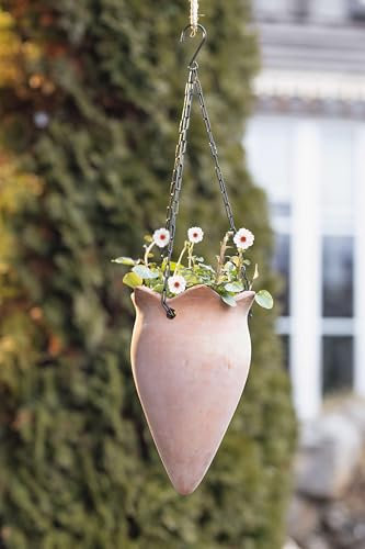 Dekoleidenschaft Pot de Fleurs Suspendu en Terre Cuite avec chaîne en métal - Hauteur: 70 cm