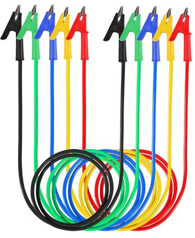 AEDIKO 5pcs Crocodile Clips Test Leads 1000 V 15 A Multimeter Flexible Test Cable1m/3ft Insulated Double-Sided Crocodile Clips with Cable