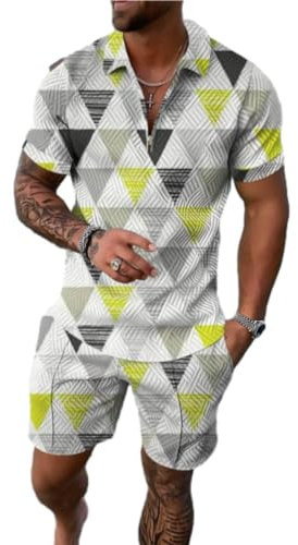 ZUOYIMEI Sportanzug Urban Herren Sport Hose Herren T-Shirts Für Herren Set Sommer Set Herren Leinenhemd Herren Tshirt Set Trend Mode Herren A-20 XXL