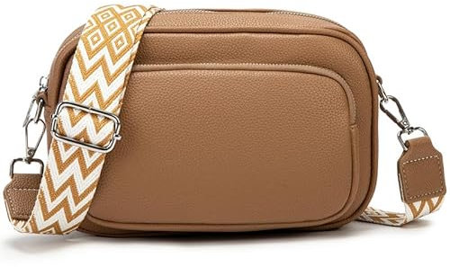 NIYUTA Borse a Tracolla da Donna, Borse a Spalla con Tasche Multiple, Pelle PU Borse a Mano Alla Moda con Tracolla Regolabile e Rimovibile Cachi