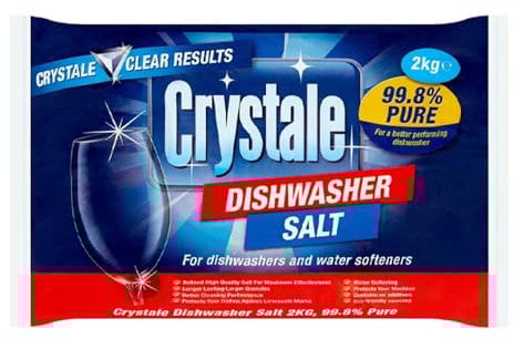 Crystale Dishwasher Salt 2kg Pack of 1 in-Wash Cleaner Detergent Watermark Limescale Grease Remover Degreaser with Welari Thank You Card |(1pack) (2kg)