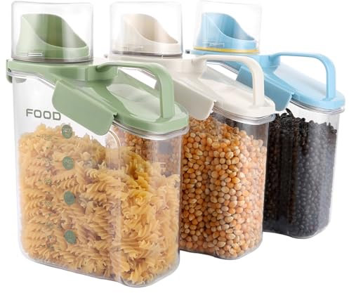 LOPYXBR 3 Stück 2000ml Waschmittel Aufbewahrung mit Messbecher, Waschpulver Aufbewahrungsbox, Luftdichter Waschmittel Dosierer für Waschmittel, Waschpulver, Getreide