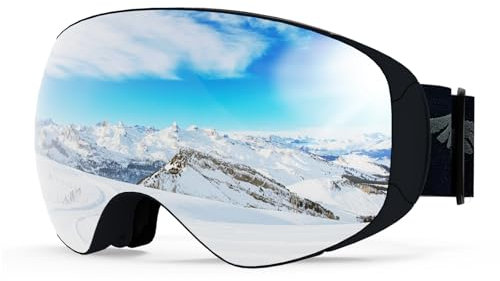 Silkycasters Ski Goggles PRO, Interchangeable Lens 100% UV400 Protection, Unisex Snow Goggles for Men & Women