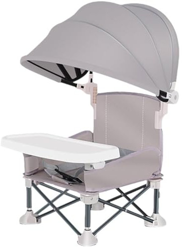 Baby Booster Seat Portable & Foldable High Chair with Safety Belt Stable Booster Seat with Detachable Tray, Storage Pocket & Parosol Sunshade Baby Chair for Toddler Aged 0-3 Portable Booster Chair B