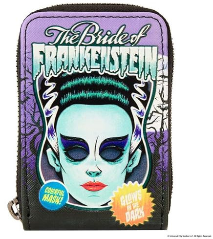 Loungefly Universal Monsters Bride Of Frankenstein Portefeuille avec masque fluo, violet, small, Portefeuilles