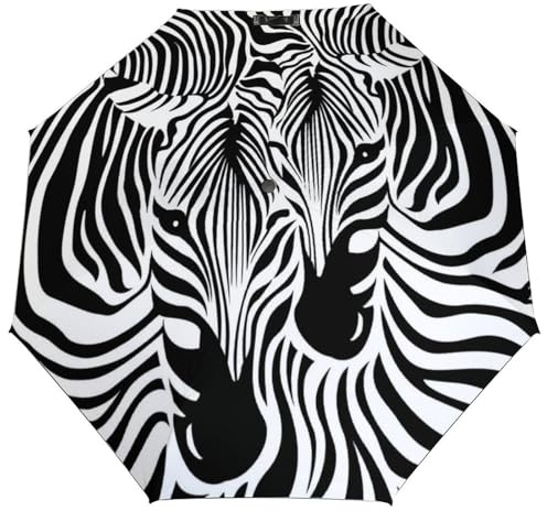 Cmagnifico Faltbarer Regenschirm, abstraktes Tier-Zebra-Regenschirm, Reiseschirm für winddicht, regenfest, Stil:, Einheitsgröße
