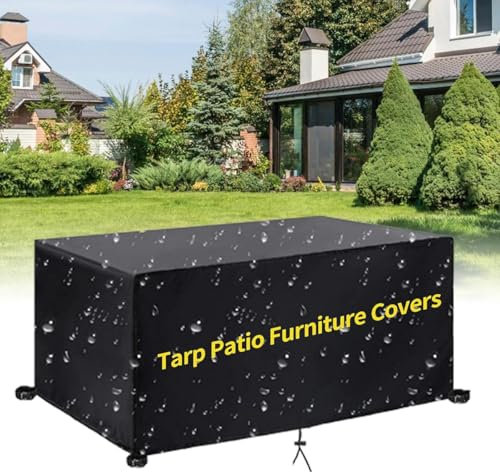 AEUUEU Square Table Cover Outdoor Waterproof 250x190x80cm/LxWxH Heavy Duty Covers For Outside Garden Furniture, for Rattan Set, Patio Sofas, Coffee Tables Etc, Garden Furniture Protective Cover