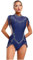 Agoky Damen Eiskunstlauf Kleid Ärmellos Rollkragen Ballettkleid Glitzer Strass Tanz Gymnastik Leotard Trikot mit Rock Fransen Eislaufen Bekleidung Navy blau M