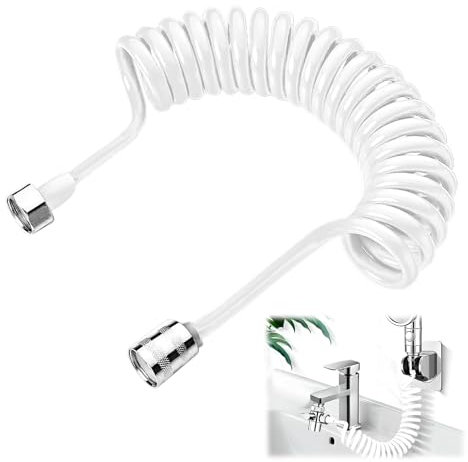 Manguera Ducha de Resorte,Flexo de Ducha Telescópica,Flexible Universal Tubería de Grifos de Inodoros de ABS, Tubo Extensible de 3M para Bidet y Grifos de Baño, Diseño en Espiral