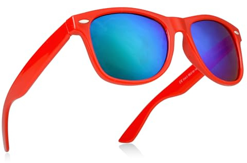 Miobo Retro Sonnenbrille, verspiegelt, Nerd-Design, Unisex, Club-Stil, UV400