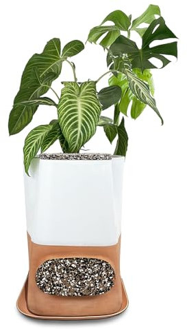 Moutta|Transfarmers Pot de Fleurs et lombricomposteur Blanc en Terre-Cuite 17L|Transformez Vos déchets et nourissez Vos Plantes