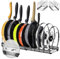 Silvarino - organizador sartenes y ollas cajon - 10 compartimentos y un soporte adhesivo para tapas - organizador de platos para armario y cajones de cocina