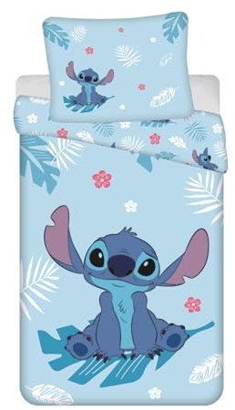 Jerry Fabrics Stitch Angel Bettwäsche-Set | Wende-Bettbezug 140 x 200 cm und großer Kissenbezug 70 x 90 cm | 100% Baumwolle, Blau