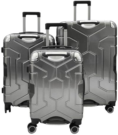 yonsly® Koffer Suitcase Set, Trolley Reisekoffer, Rollkoffer Handgepäck mit 4 Rollen 360°, ABS Hartschalen, Sicherheitsschloss, Weicher Gummigriff, 210D-Futter (3er Set, M,L&XL, Schwarz)