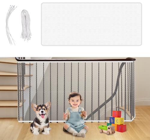 Malla De Seguridad para Escaleras 80cm x 3m Red de Seguridad para Niños, Red de Seguridad Infantil, Malla Protectora Balcon, Red Seguridad para Niños, Red de Seguridad para Balcones, Blanco