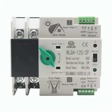 Fuente de Alimentacion Transformador Inversor fotoico de 230V, modelo de conmutación de potencia continua, Doble potencia, interruptor de conversión automática NLQ4-125/2P 63A 100A 16A-125A para Tira