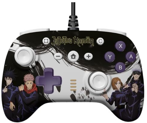 Konix Jujutsu Kaisen Controller con cavo per Nintendo Switch, Switch 2 e PC - Funzione vibrazione - Cavo da 3 m - Nero