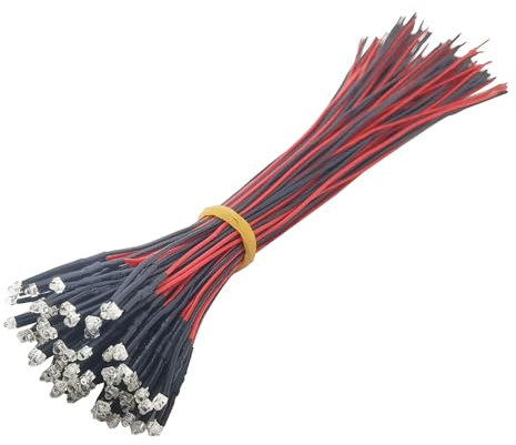 Vrabocry 20pcs 12 Volt 1.8mm Warmweiß LED Lichter emittieren Dioden vor verdrahtete 7.9 Zoll DC 9-12v helle klare Linse kleine LED Lampen